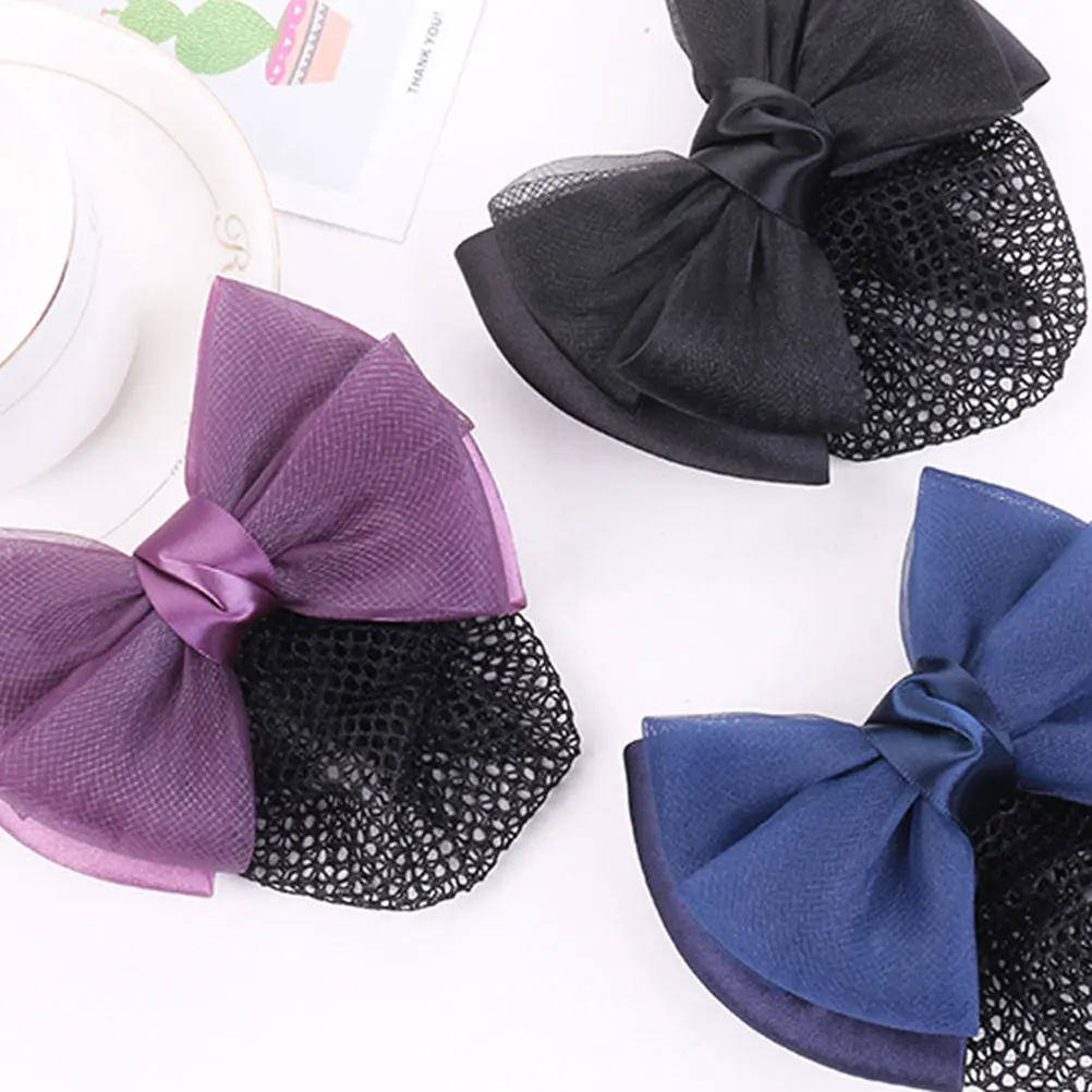 

Hair Net Bow Hairnet Accessories Headgear Clip Bowknot Headdress Ballet Bun Work