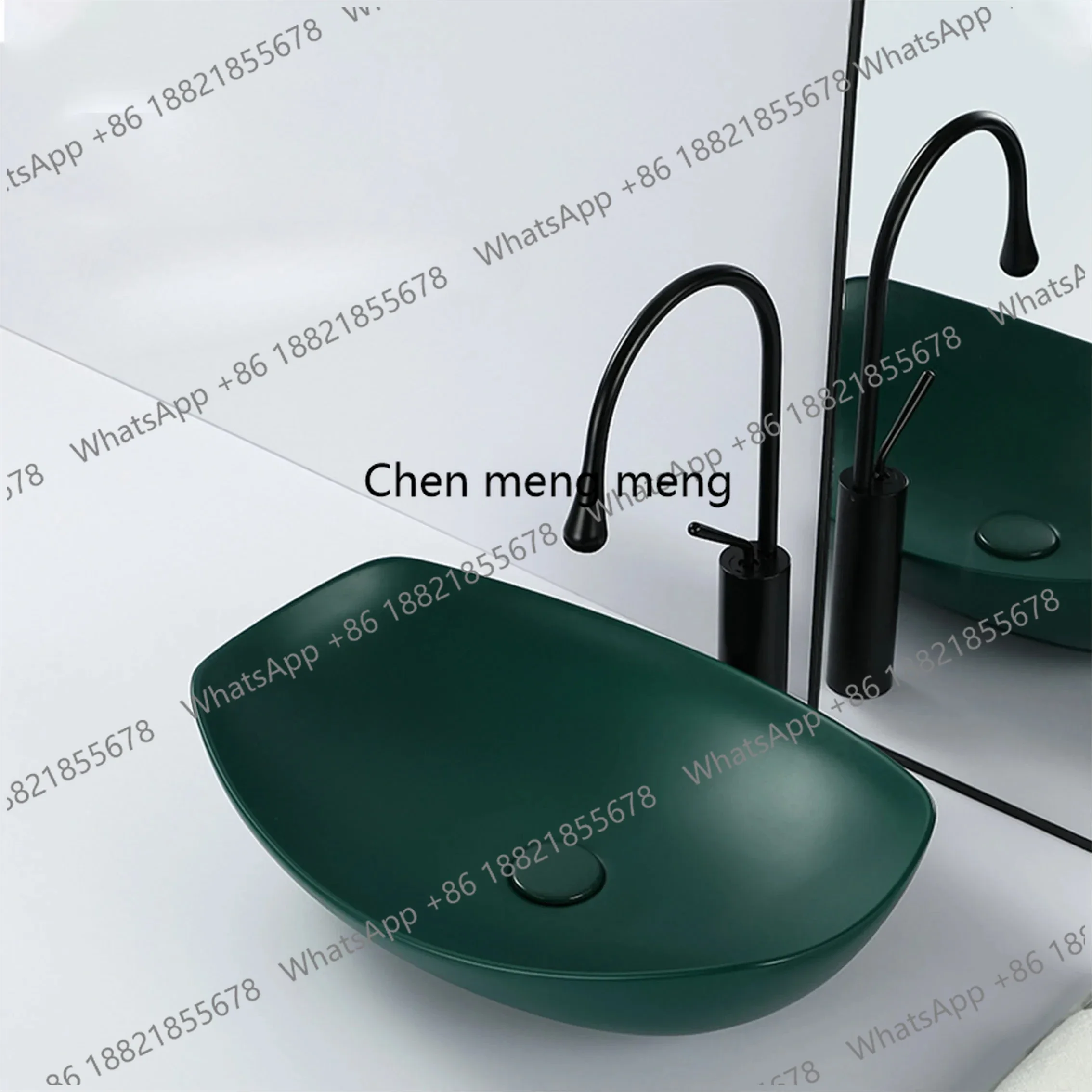 

Great discounts Nordic Countertop Washbasin Ceramic Wash Basin Light Luxury Balcony Creative Special-Shaped Washbasin Dark Green