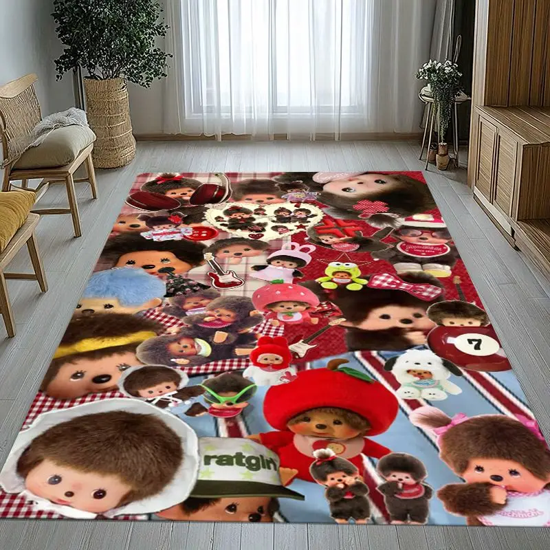 Cute M-Monchhichi Monky Cartoon Area Rug,Soft Non-Slip Carpet Mat for Living Room Bedroom Kid Playroom,Sofa Floor Rug,Home Decor