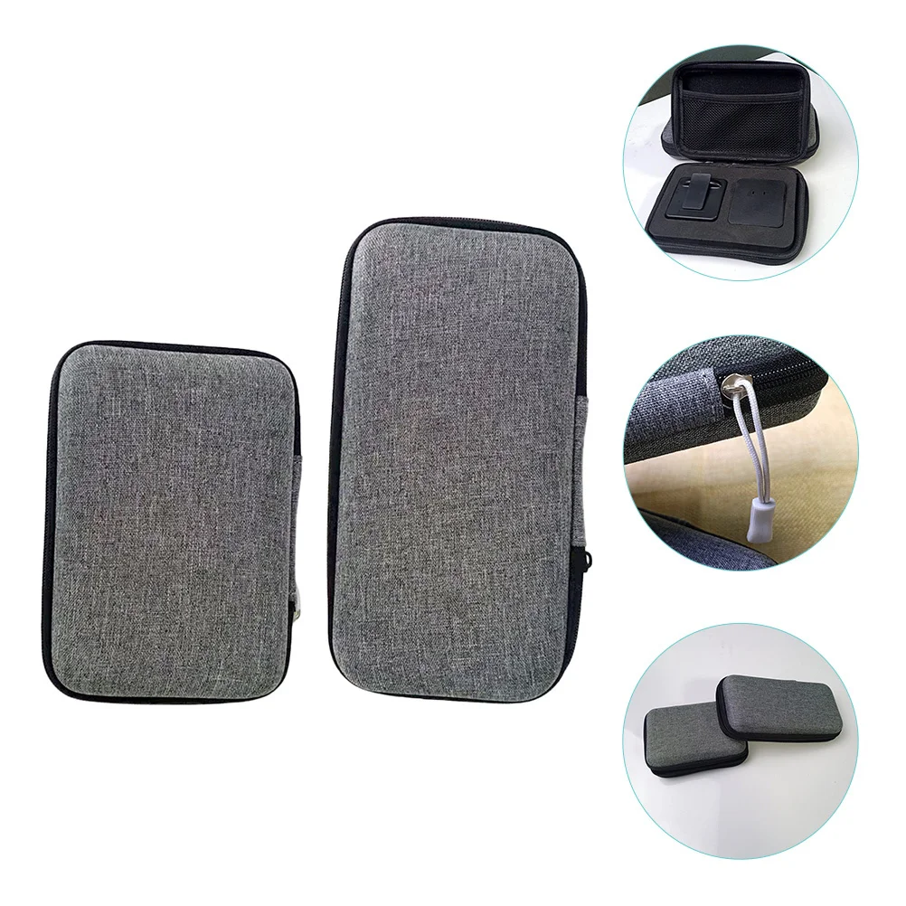

2 Pcs Headset Storage Bag Outdoor USB Cable Organizer Portable Case Earplugs Electronic Product Microphone