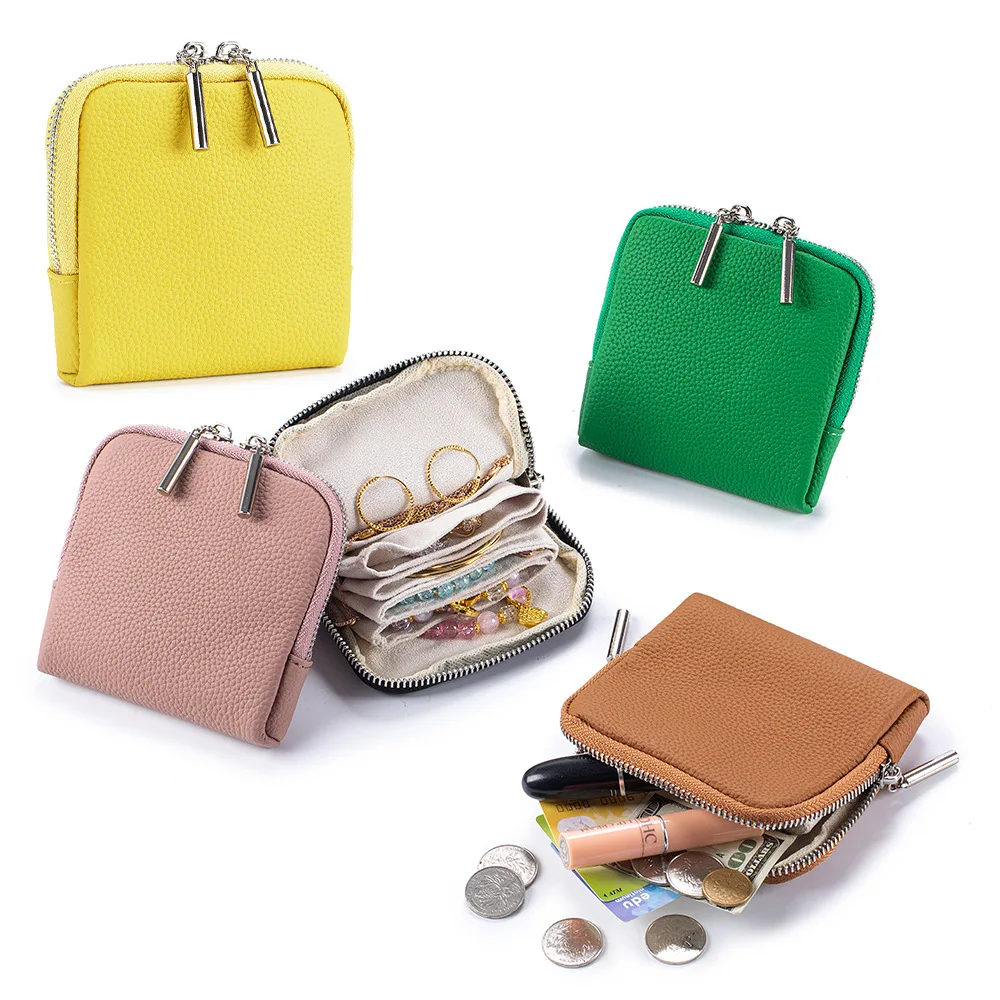 Lady Coin Wallet Genuine Leather Storage Bag Genuine Leather Coin Purse Women's Ring Bracelet Decorative Jewelry Bag