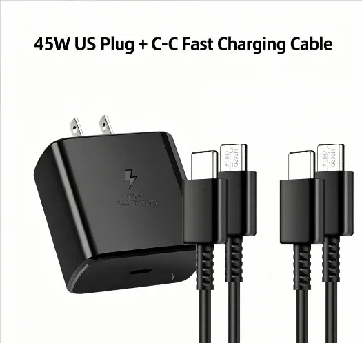 45W USB-C Wall Charger Super Fast Charging Adapter with 6ft Cable for Samsung Galaxy S24 S23 S22 S21 PD PPS Fast Charger
