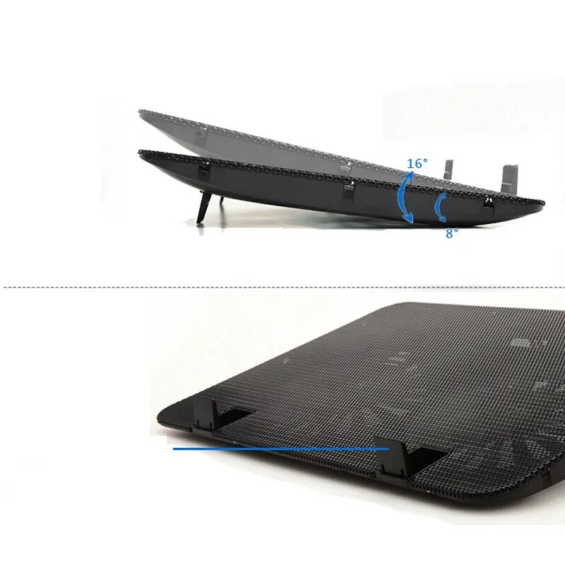 Notebook Cooler Black Portable 15.6 Inch Laptop Cooling Pad Fan Ergonomic Design Energy Saving Fits 12-16 Inch Laptop Use