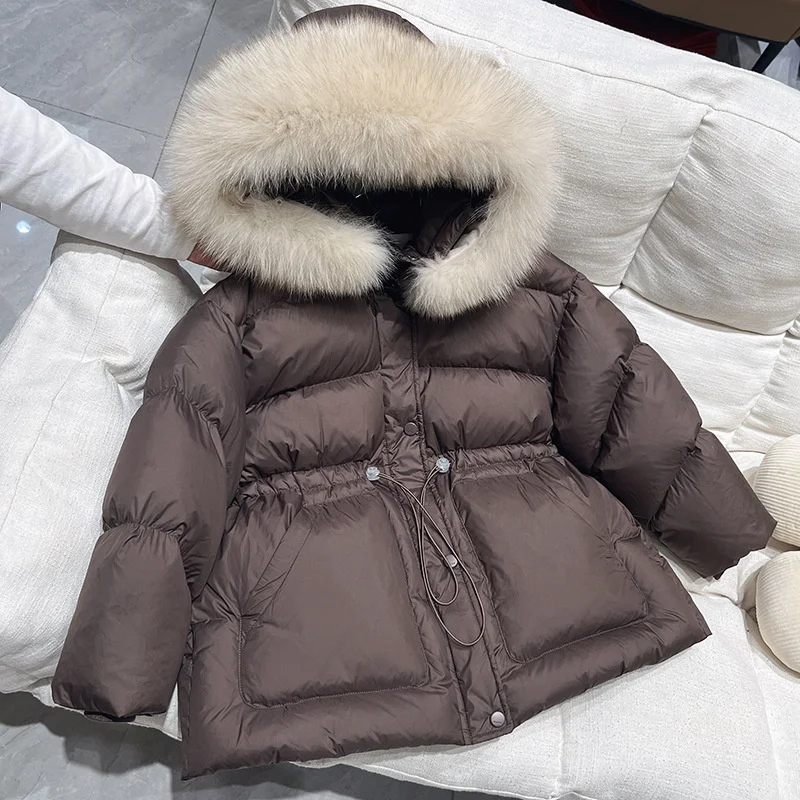 Girls Down and cotton Jacket Windbreak Outerwear 2024 Brown Winter Autumn Warm Cotton Christmas Gift Children's Clothing