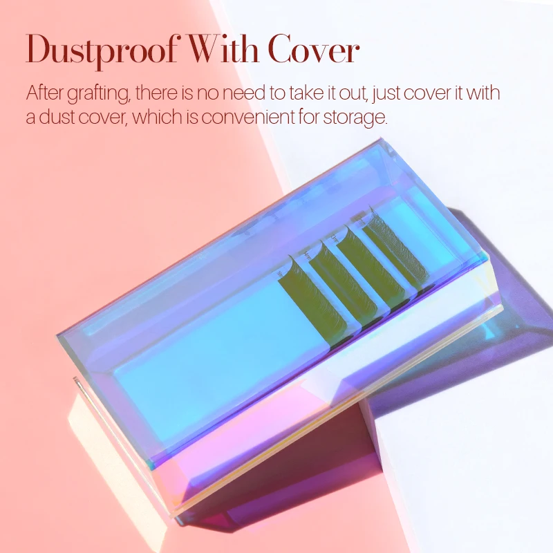 LashLady Colorful Storage Box Eyelash Extensions Acrylic  Eye Lash Tile Dust-proof Cover Beauty Makeup Tools Eyelash storage