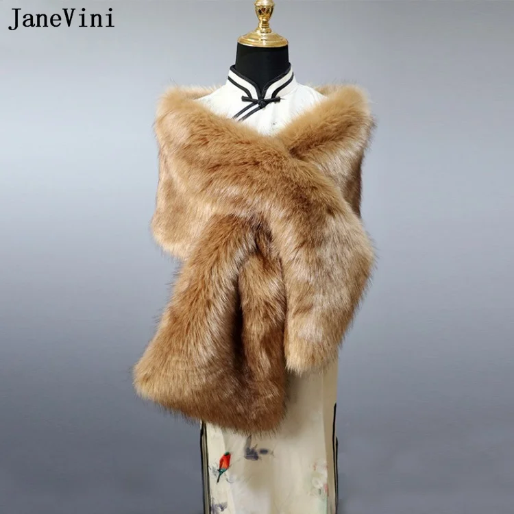 

JaneVini Hot Selling Wedding Capes for Women Faux Fur Bridal Shawls Wraps Fashion Formal Party Boleros Stoles Boléro Mariage