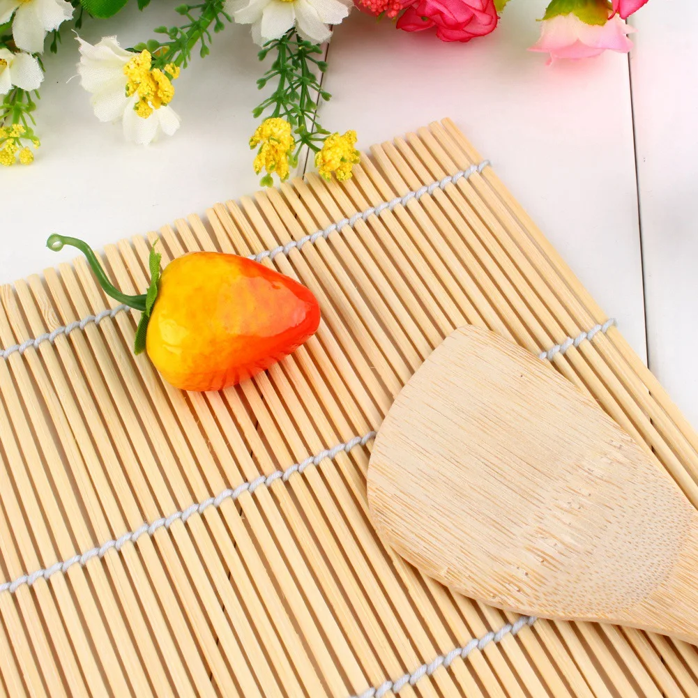 Kit para Hacer Sushi, Tapete para Enrollar Sushi, Reutilizable, de Madera, con Paleta para Arroz, para el Hogar y Restaurantes