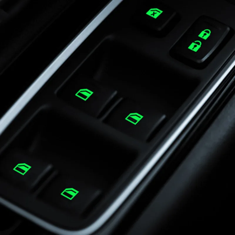 Luminous Car Window Switch Button Stickers Night Glow Fluorescent Decal Auto Interior Decor Safety Driving Accessories