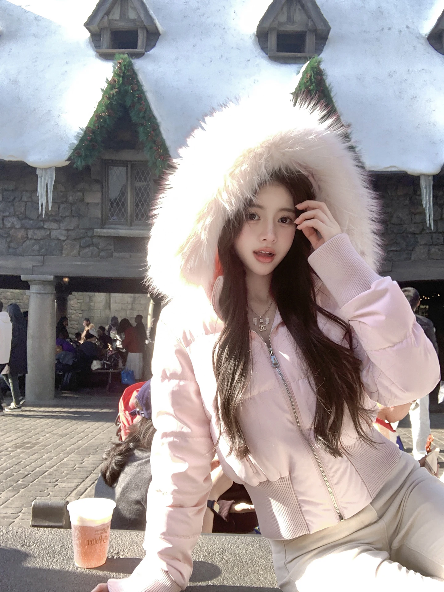 

Rouyu Winter ort Bread Sle Dual Color adient Real Fur down Jaet Coat Ladies Casual Faion Snow Skiing Coat