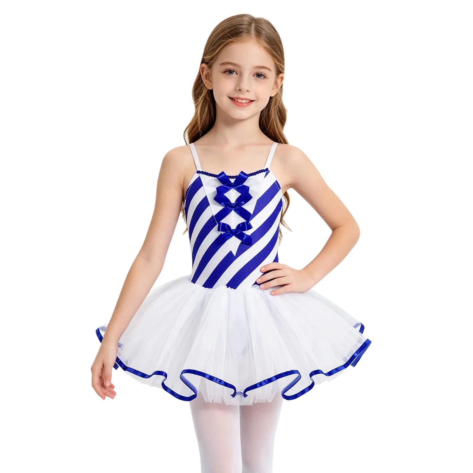 Christmas Candy Cane Costume for Girls Sequins Striped Print Ballet Dress Festival Santa Claus Circus Skating Tutu Leotard Dress - view 3