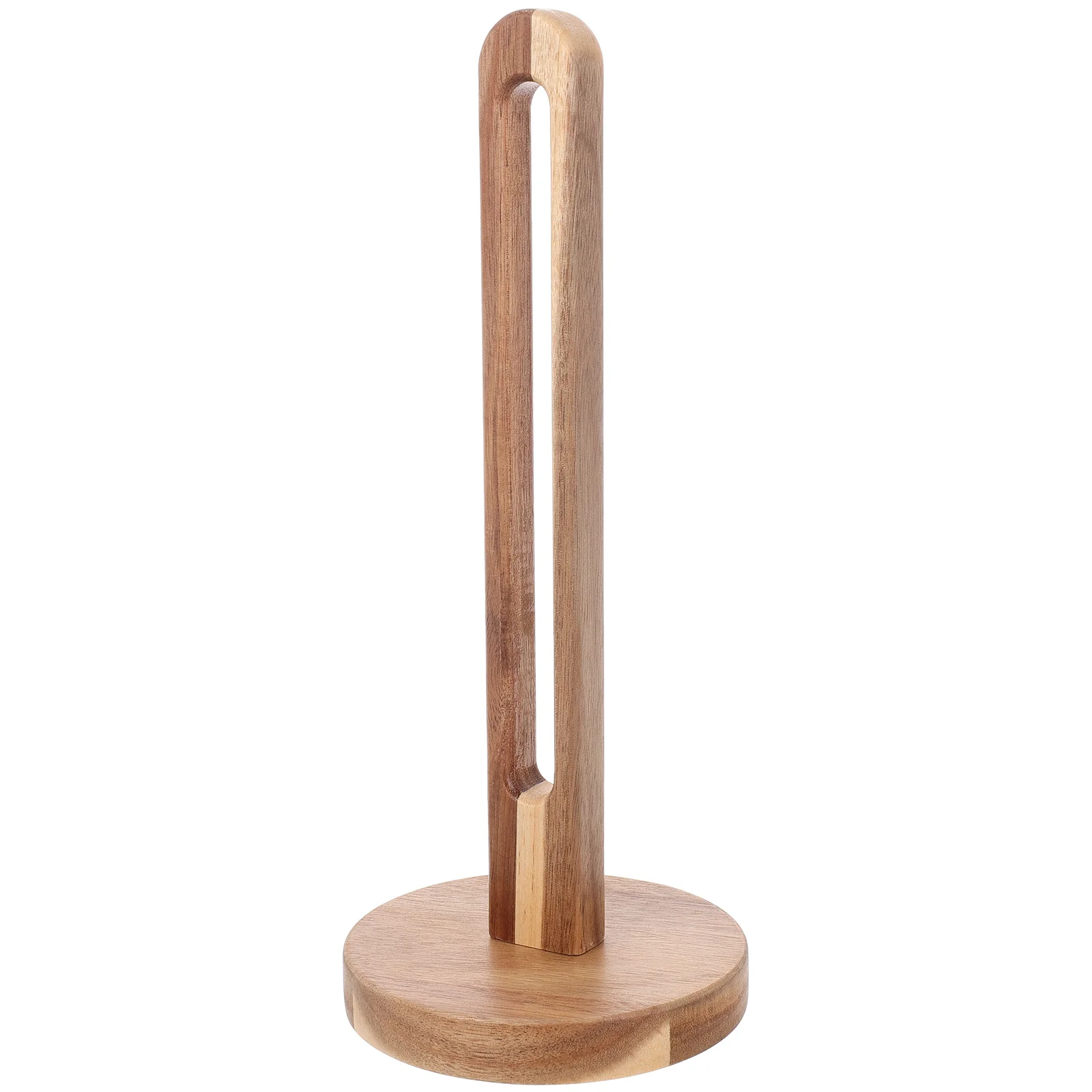 

Wooden Paper Towel Holder Solid Wood Stand Up Space Saving Organizer for Kitchen Bathroom Plastic Wrap Storage Bag Holder
