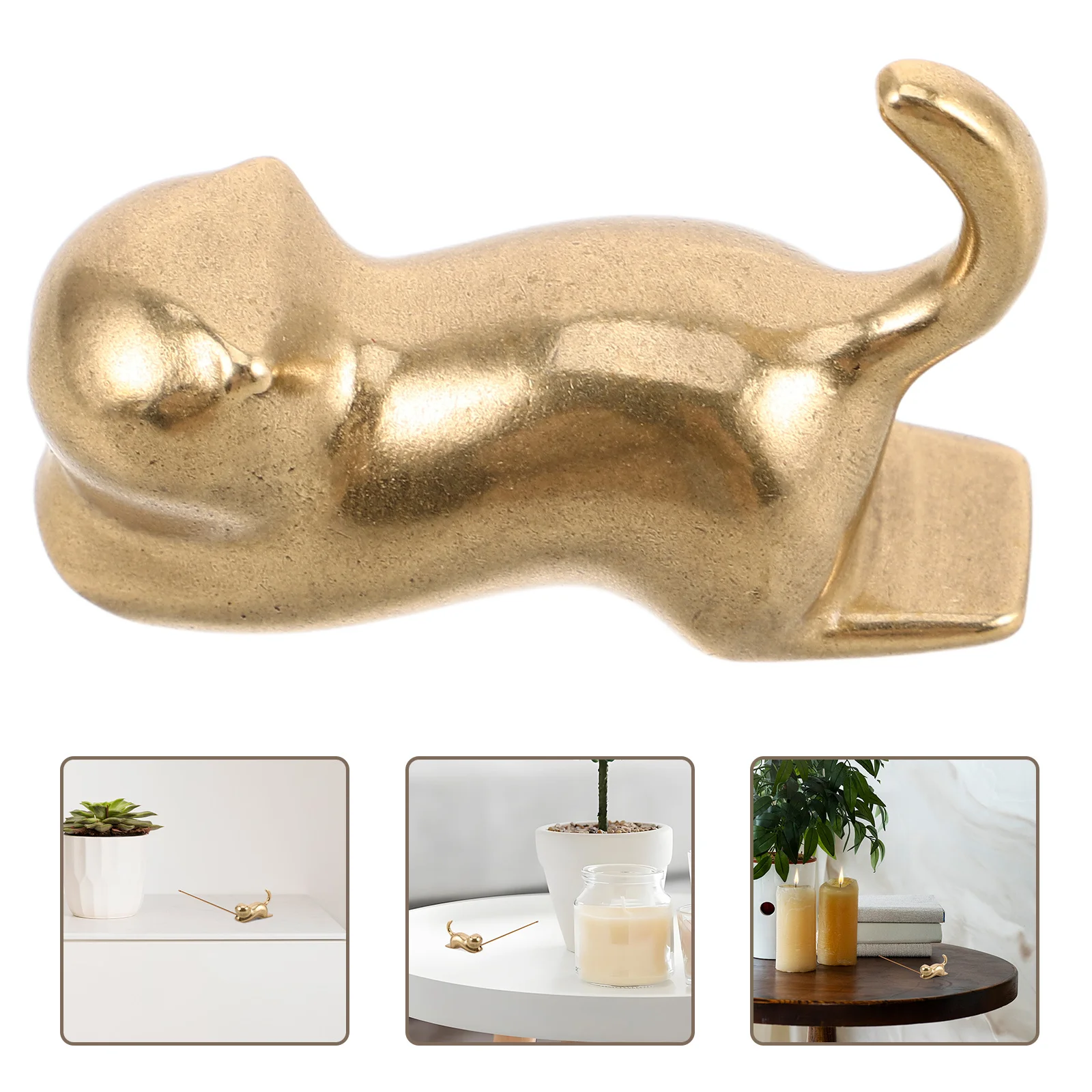 

Brass Cute Cat Incense Stick Holder Base Desktop Ornament Cat Shaped Incense Stick Stand Decoration Desktop Ornament