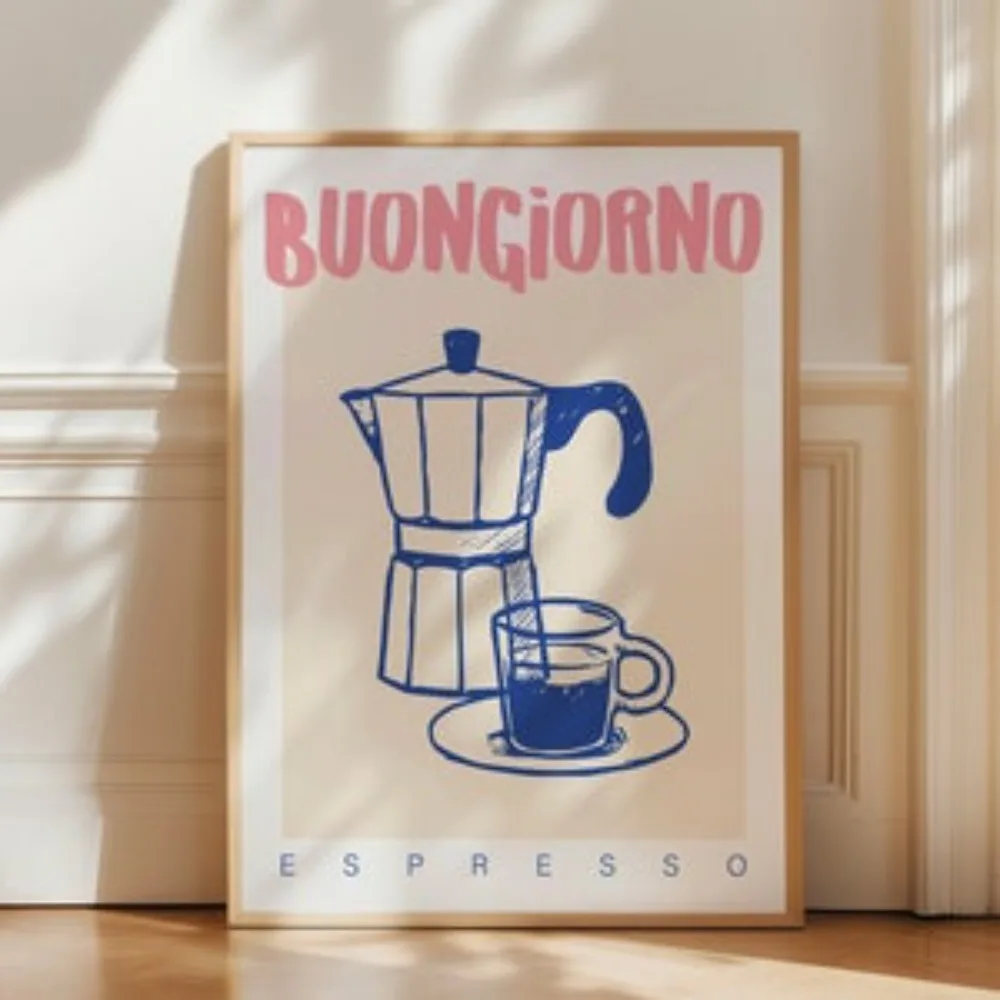 Printable Kitchen Wall Art,Modern Coffee Poster,Digital Download,Moka Pot Espresso Art Print,Bar Cart Italian,Kitchen Wall Decor
