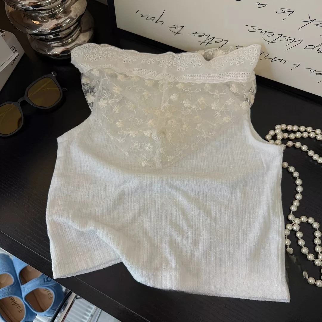 Parent Child Outfit 2025 Summer Fashion Sleeveless Lace Lace Up Hooded Top with Design Sense and Temperament