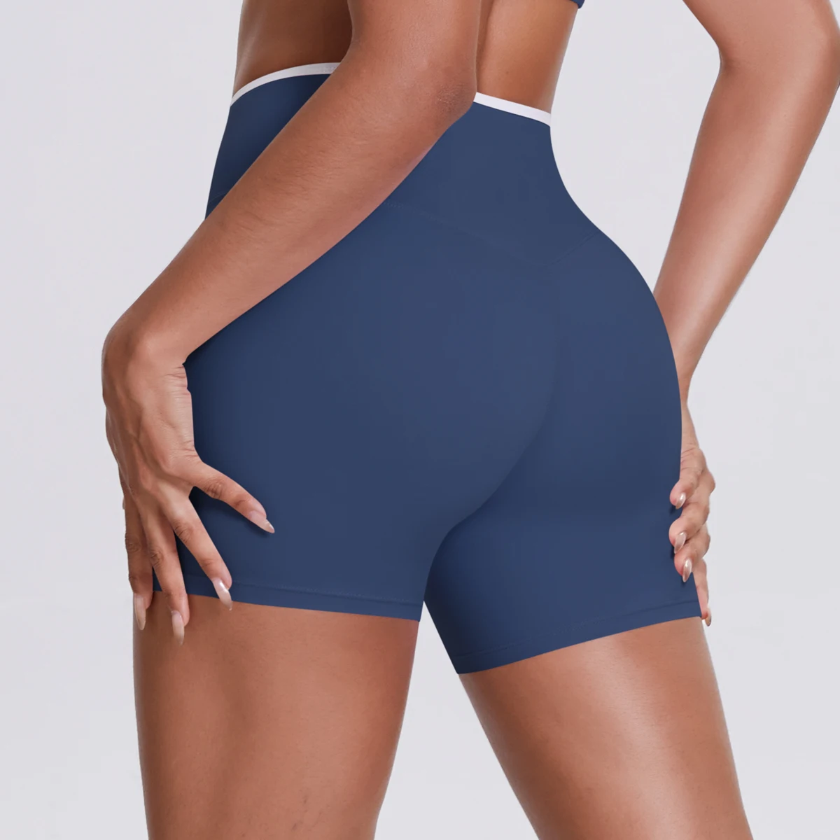 Yoga-Shorts, Damen-Fitness-Shorts, Shorts mit V-förmiger Taille, Lauf- und Fahrradshorts, atmungsaktive Sportleggings, Shorts mit hoher Taille für das Training und das Fitnessstudio. – Detail 9