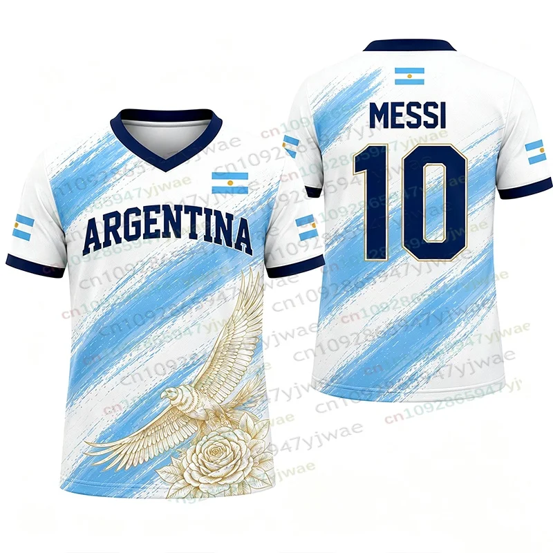 Summer Fashion GPT New Messi Graffiti Fan Sports T-shirt Daily Match Training Comfortable Parent-child Argentina Football Jersey view 4