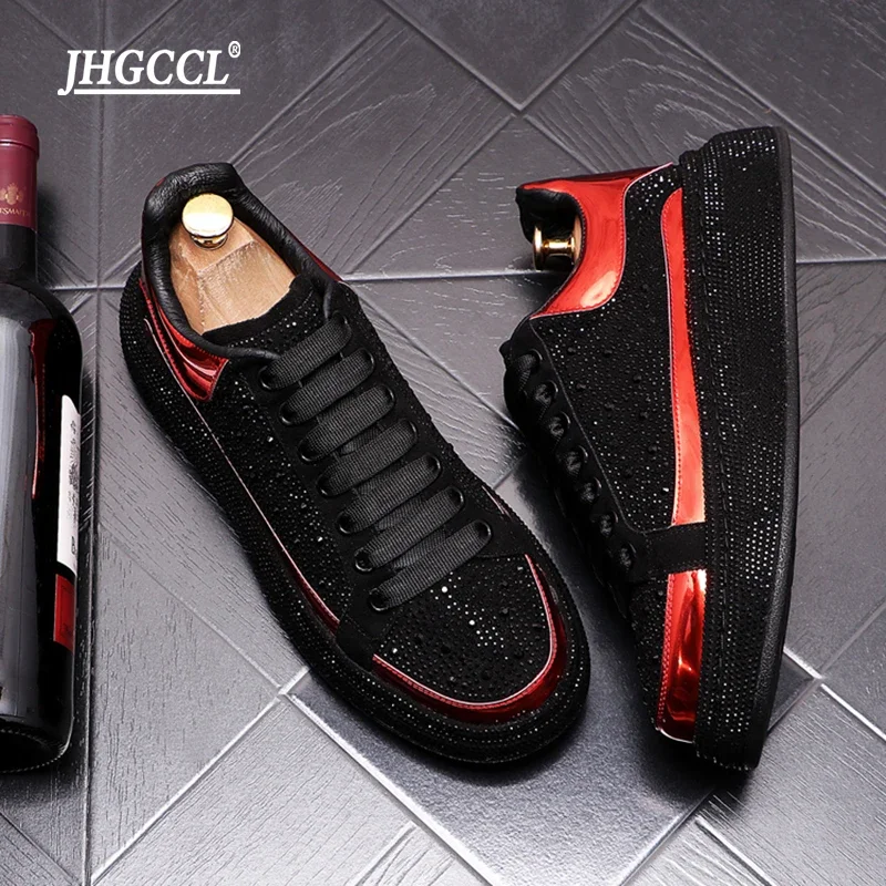 

Men's Rhinestone Luxury Designer Punk Hip Hop Platform Sneakers Casual Trainers Fashionable Streetwear Platform Shoes