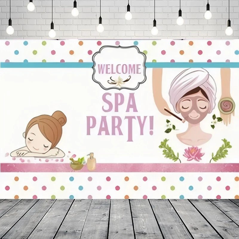 

Фон для фотосъемки в честь Дня спа, мультяшный постер для спа-вечеринки, фон для домашней вечеринки, настенный баннер, декор, реквизит для студии