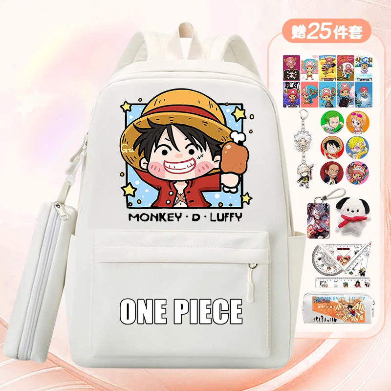 

One Piece Cute Anime Backpack Monkey Luffy Schoolbag Polyester Bag Ergonomics Creative Birthday Gift For Boy Girl Children Youth