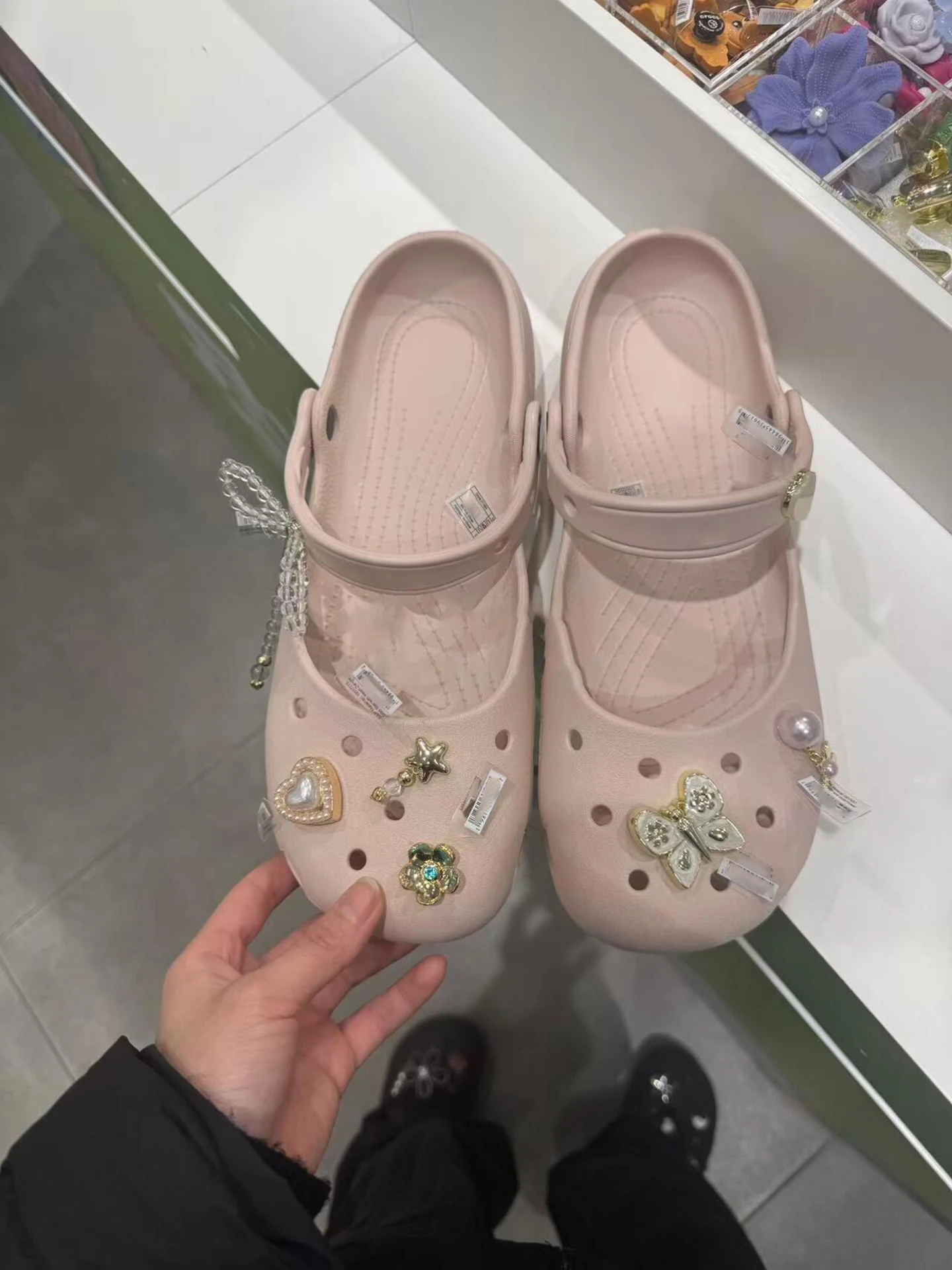 ballet-thi-heel-head-cover-sandals-women-outdoor-wear-mary-janes-slip-on-oes-pearl-flower-bule-decorations-lazy-oes