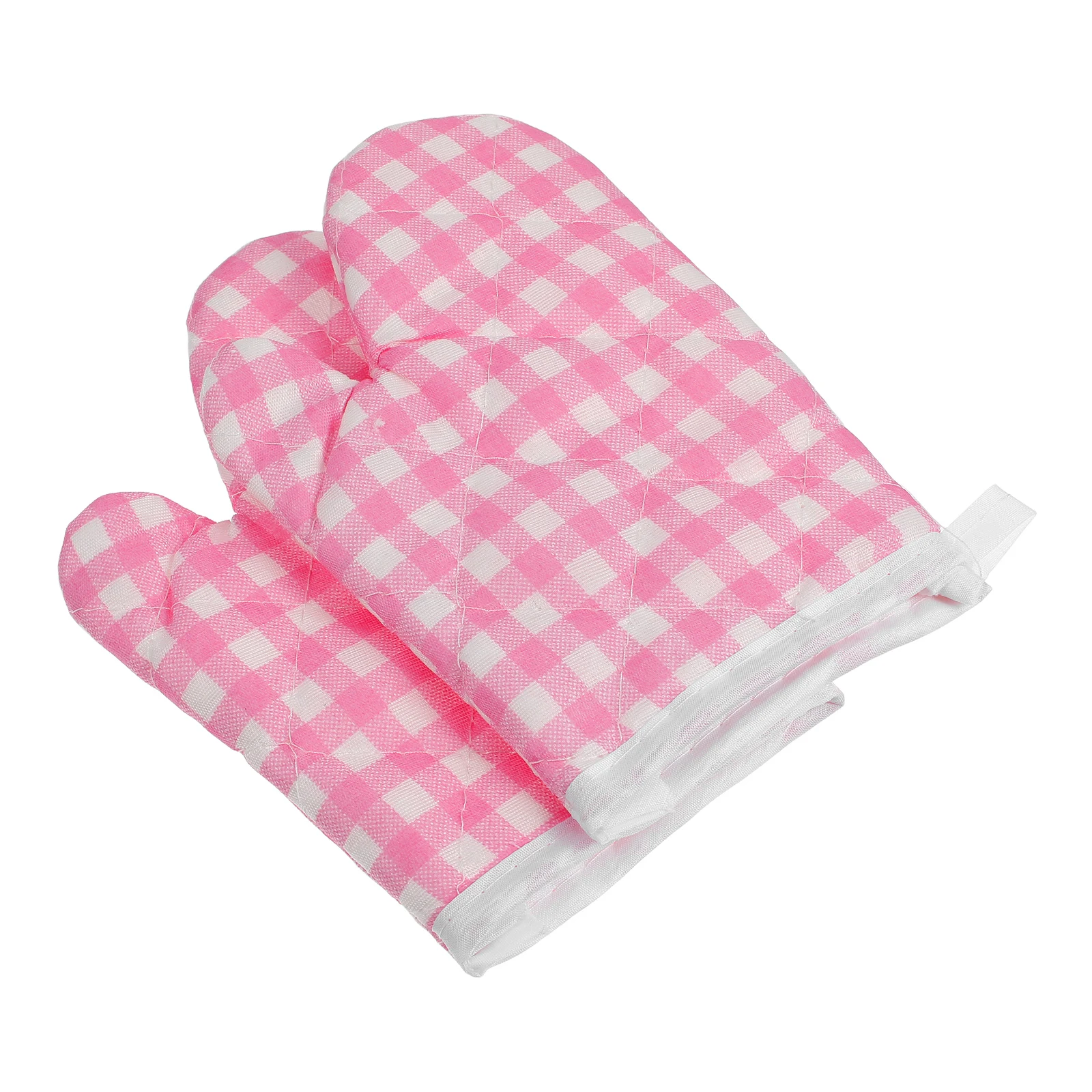 

1Pair Heat Resistant Kids Oven Mitts Microwave Gloves Plaid Pattern for Baking Cooking Kitchen Microwave Gloves for Kids