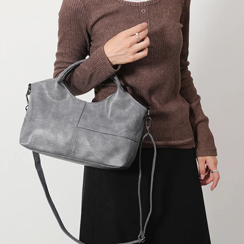 

Ladies Leisure Handbag Solid Color Shoulder Bag Zipper Saddle Bag Waterproof Casual Pouch Soft PU Daypack Weekend Sling Bag