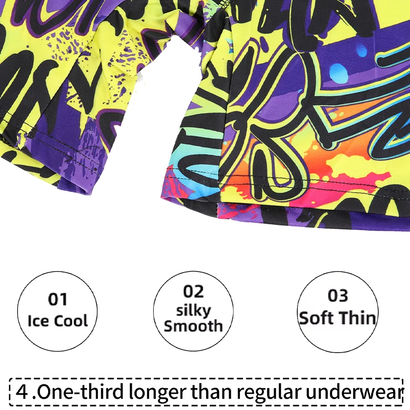 3PCS Men Printing Boxers Shorts Underpants Mixed Color Underwear Set Breathable Crotch Fashionable Pattern Teenagers Trunks