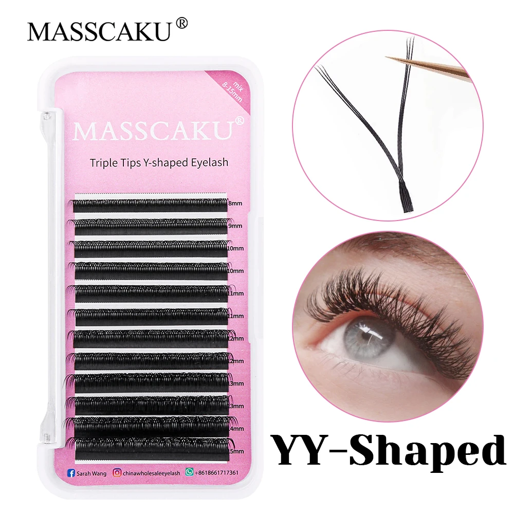 

Customized Private Label 0.07mm Thickness Handmade Triple Tips YY Design Eyelash Fast Grafting Y Design Eyelashes by MASSCAKU