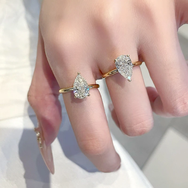 Moissanite Rings 0.5-2CT Oval/Radiant/Pear For Women S925 Silver with GRA Certificate Passed Diamond Tester Ring Wedding Band 6