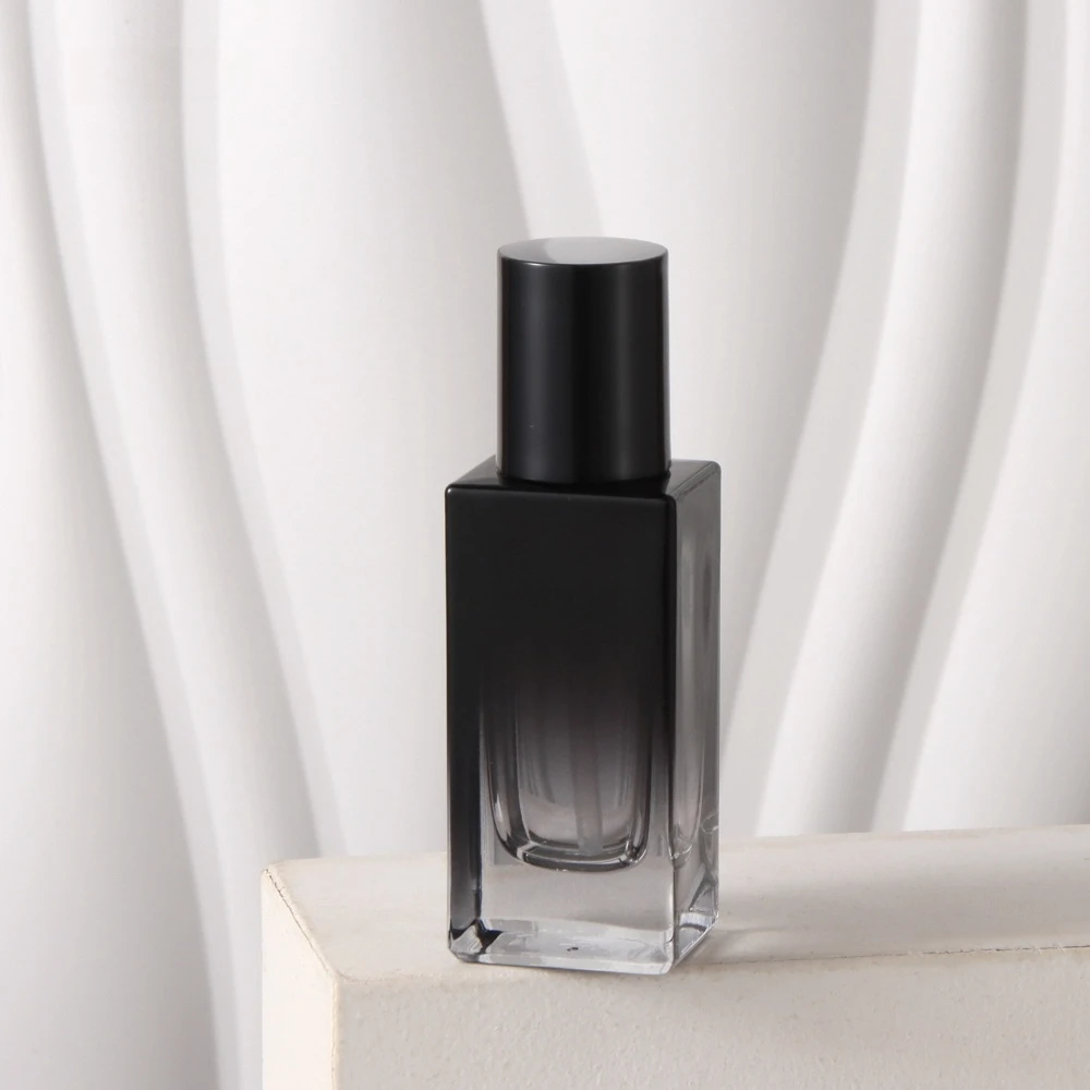6 Stück schwarze Glasflaschen mit Farbverlauf und Pumpspender, nachfüllbare Behälter, leere Cremetiegel für Hautpflege, Lotion, Make-up-Aufbewahrung. – Detail 5
