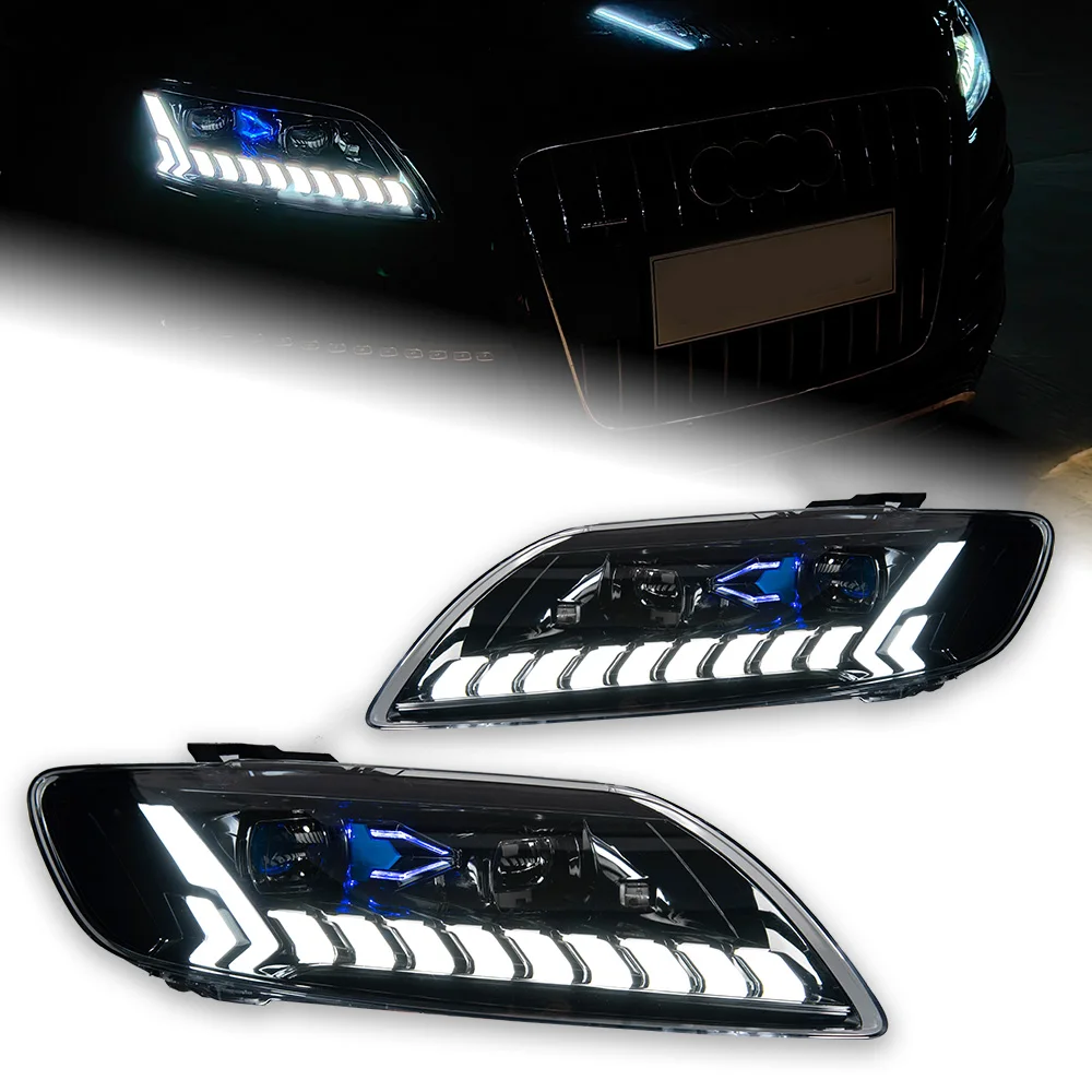 AKD Car Styling Head Lamp for Audi Q7 Headlights 2006-2015 Q7 LED Headlight Projector Lens DRL Animation Automotive Accessories