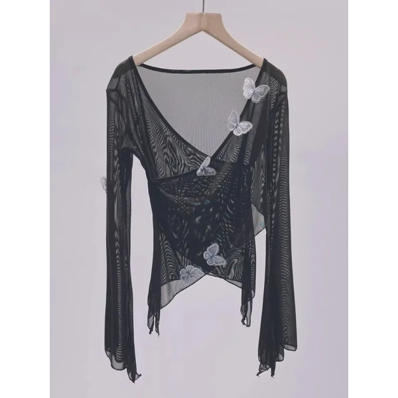 Three Dimensional Slim Irregular Mesh Top Fashionable Summer New Gentle Temperament Elegant T-shirt