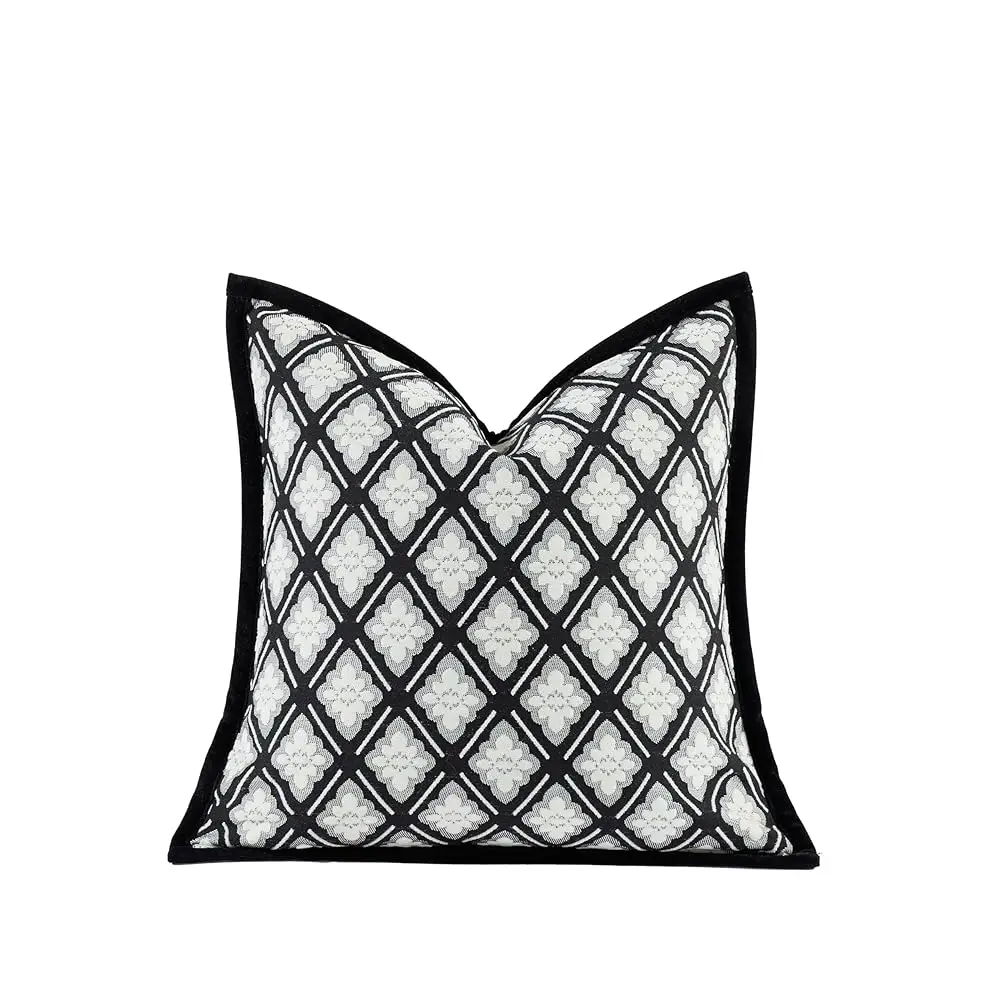 

New 22X22'' Hes Throw Pillow Cushion Covers - Bla Camellia Cocostyle Chenille Jacquard Embroidery Luxury Modern Style Couch