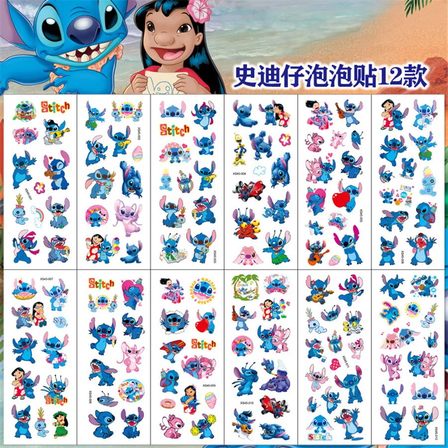 12pcs/lot Stitch Stickers for Children Cartoon 3D Bubble PVC Sticker Notebook Scrapbook Decoration Kids Birthday Gift