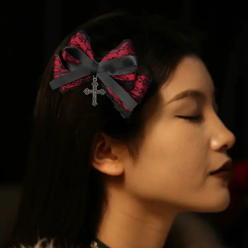 2pcs Gothic Girl's Street Exquisite Hair Accessories Fashion Bowknot Hair Clips Versatile Dressing Dark Style Bow Hair Clip 2025 image 5