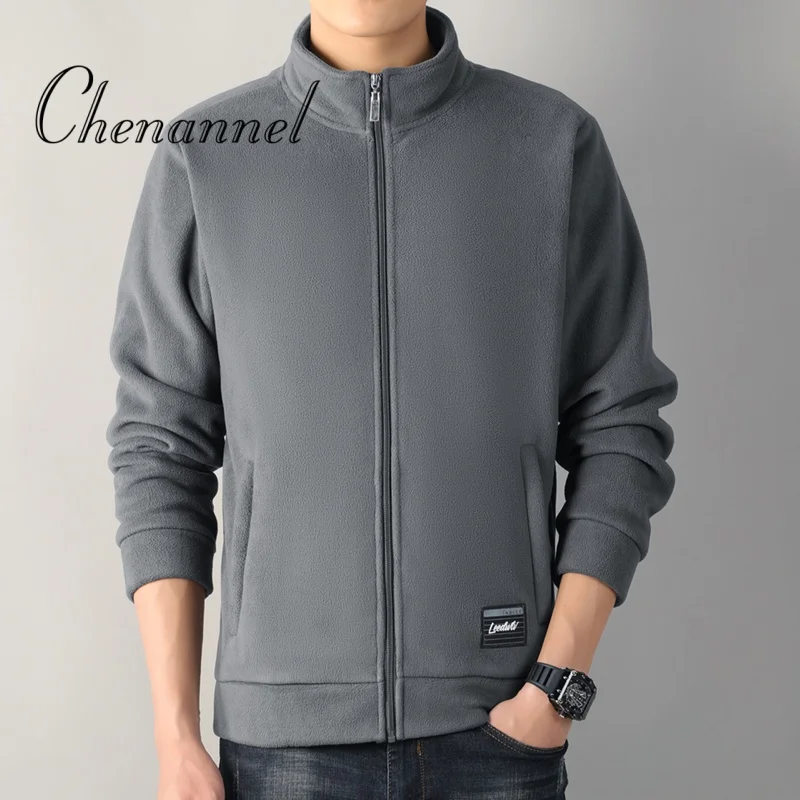 سترة سوفتشيل للتخييم والتخييم من الصوف للرجال سترة واقية تكتيكية حرارية معطف سميك بلون سادة سترة رياضية خارجية للرجال #4