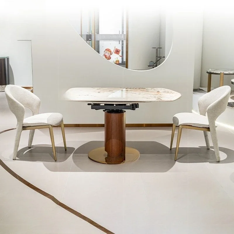 Slate dining table retractable folding light luxury medium ancient style 2025 new square and round