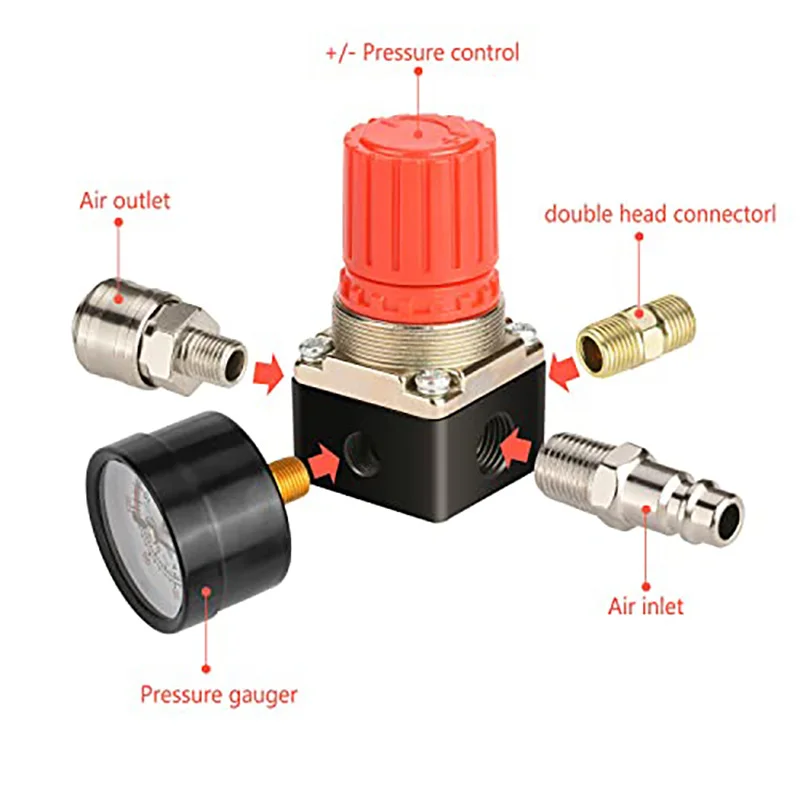 1/4 "BSP PNEUMATIC Air Compressor ความดันวาล์วลด 4 มม.6 มม.8 มม.10 มม.12 มม.อุปกรณ์เชื่อมต่อ
