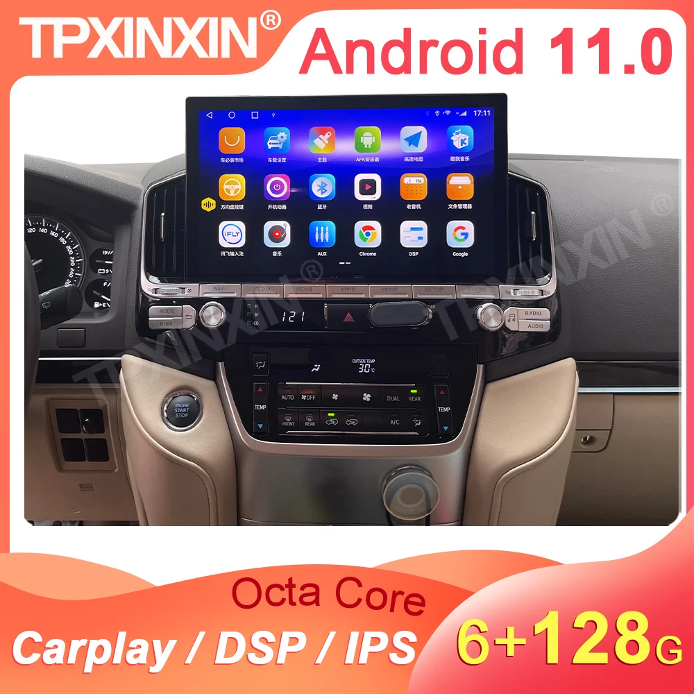 2 Din TPXINXIN Wireless CarPlay Android11 Auto Car Multimedia For Toyota LC200 2016 - 2021 Head Unit Touch Screen Rear Camera