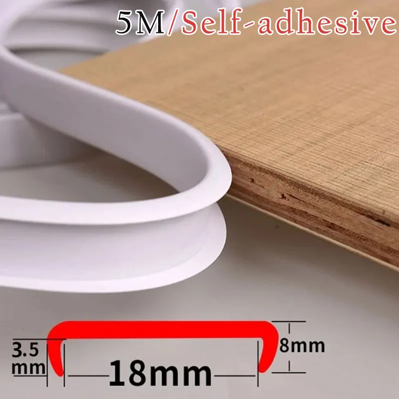 5 meters Adhesive U edge banding tape 9-20mm PVC veneer sheets for furniture Cabinet table edge guard protector seal strip