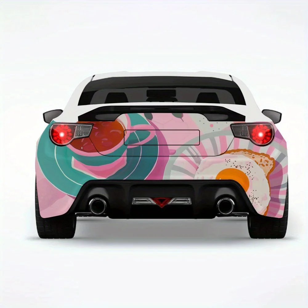 

Розовая наклейка для автомобиля Breakfast Vibe, виниловая наклейка на заднюю часть автомобиля, водонепроницаемые самоклеящиеся виниловые наклейки для хвоста и бампера автомобиля, деко