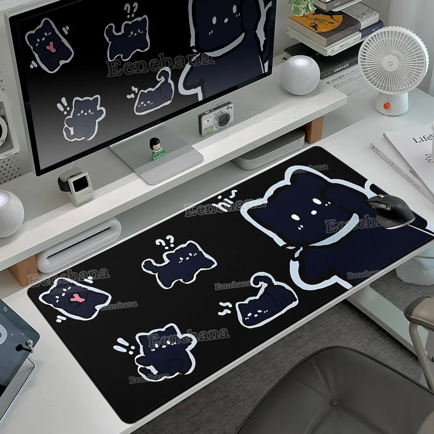 

Cute Black Cat Mouse Pad Laptop Purple Anime Star Gaming PC Kawaii Keyboard Extended Pad Office DeskMat XXL Best Gift Mousepad
