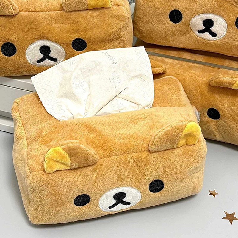 Image of Rilakkuma Plüsch-Taschentuchbox, Anime-Cartoon-Stil, für Wohnzimmer und Schlafzimmer, Niedliche Papierhalter, Modische Servietten-Aufbewahrungstasche