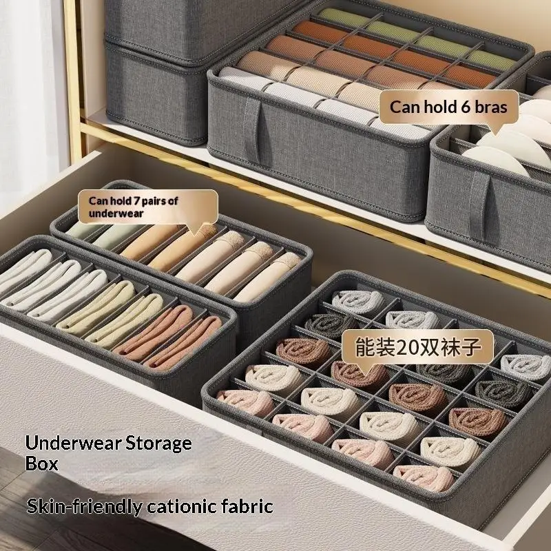 Schrank-Organizer für Unterwäsche, Aufbewahrungsbox, Schubladen-Organizer aus Stoff, faltbar, Schrank-Aufbewahrungsboxen zum Aufbewahren von Socken, Unterwäsche, Krawatten, Gürteln – Detail 2