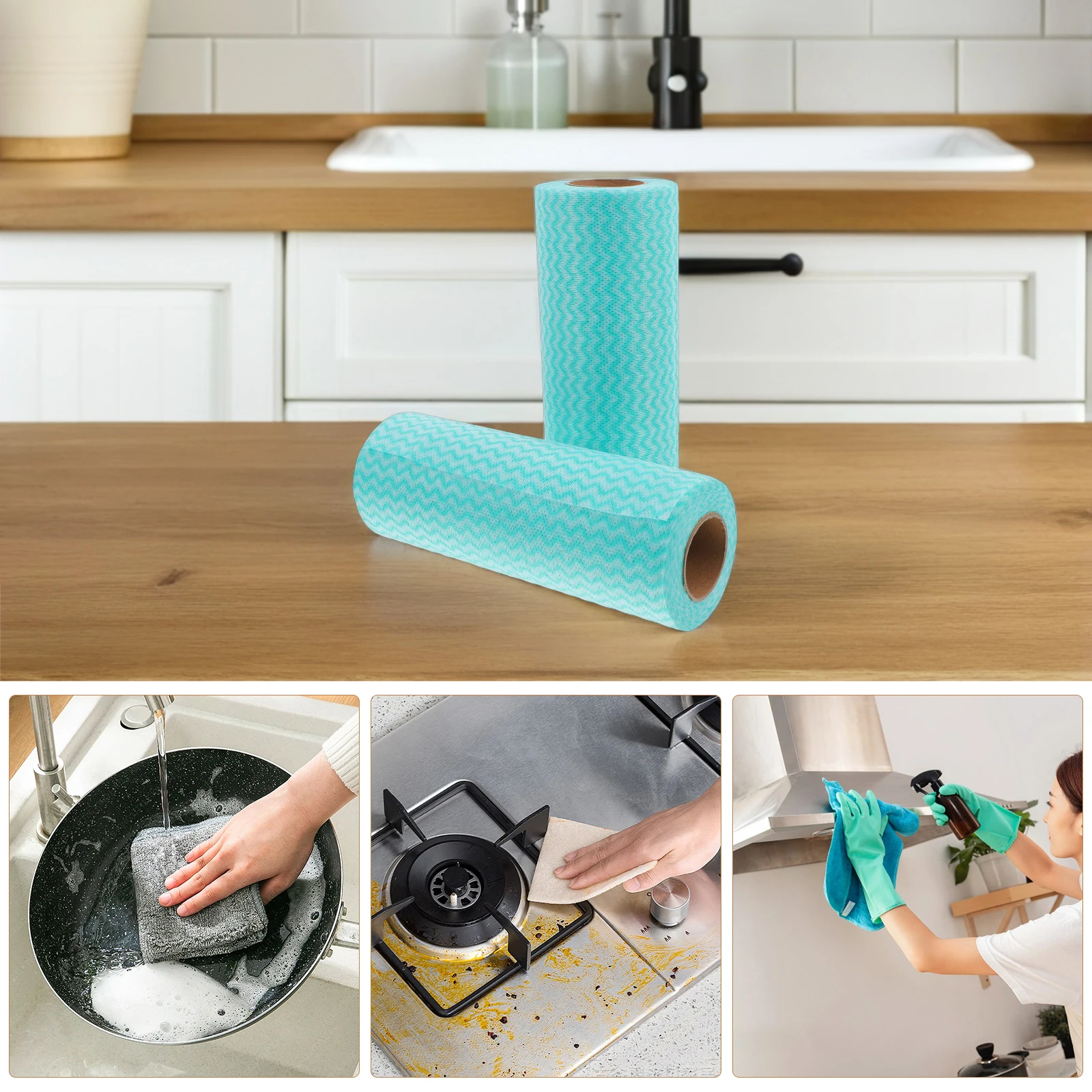 

2pcs 2 Rolls Rags Washable Dish Rags Cleaning Cloths Dish Disposable Cleaning Products Towels Oil Resistant Absorbent Home Items