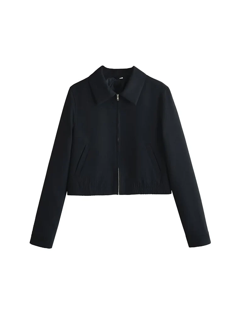 

2024 autumn new women's fashion versatile temperament lapel short versatile long-sleeved jacket