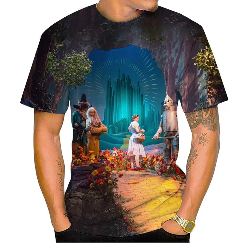 Summer Hot Selling Creative Oil Painting The Wizard of Oz 3D Printing Art Pattern Personalized Fashion T-shirt