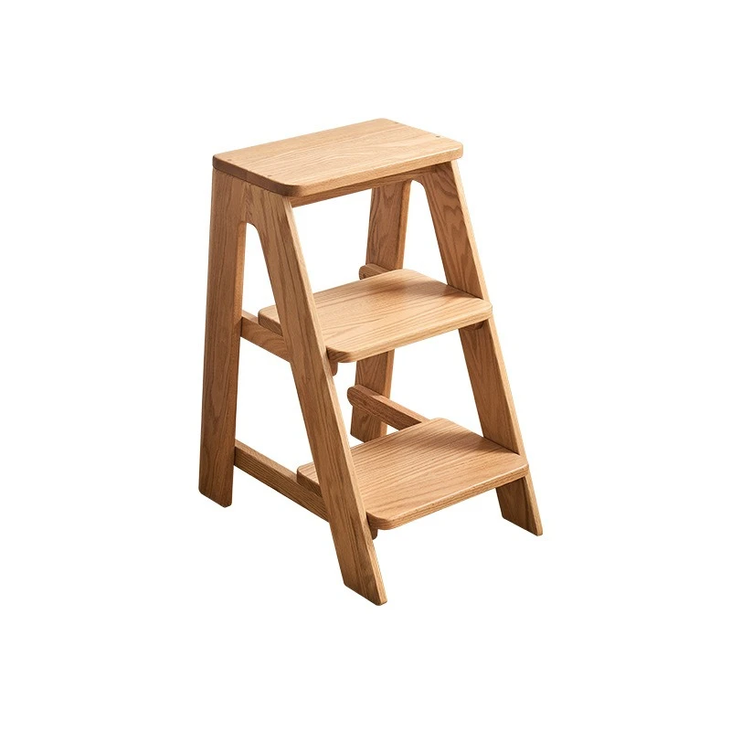 

All solid wood ash wood home multi-functional kitchen high stool three-step ladder stool portable small bench bar stool