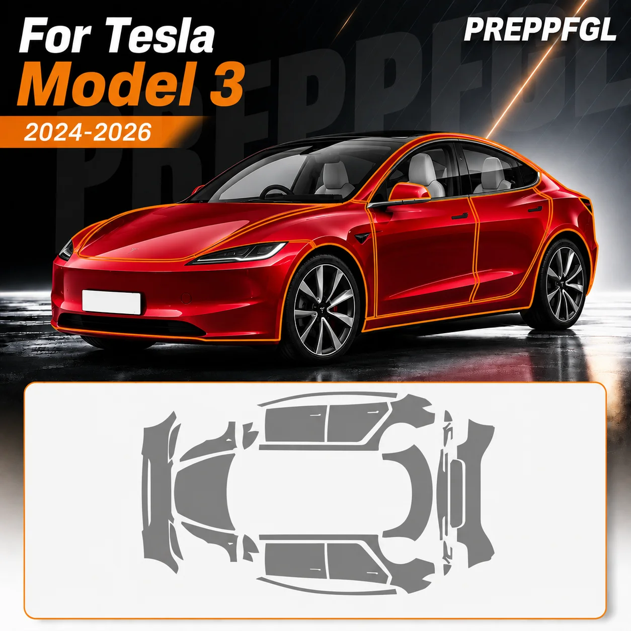 

For Tesla Model 3 2024-2026 8.5Mil TPU Bumper Pre-cut PPF Paint Protective Film Custom Anti Scratch Self-Healing Transparent Kit