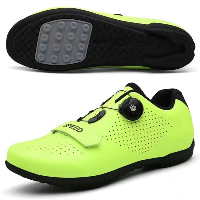 

Новинка 2024, профессиональная велосипедная обувь для мужчин, обувь на резиновой подошве для шоссейных гонок, обувь без блокировки, износостойкая Нескользящая Женская велосипедная обувь